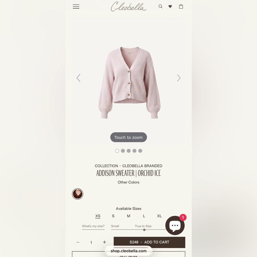 Cleobella Orchid Ice Pink V-Neck Button Cardigan